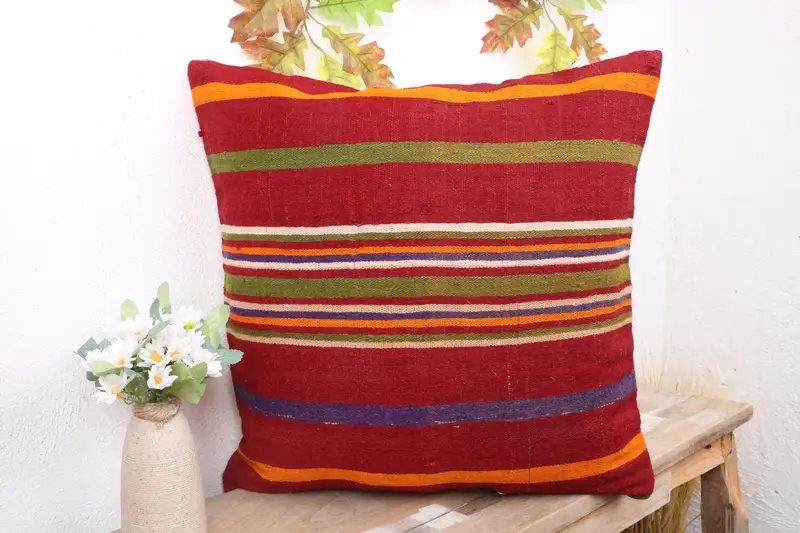 Kilim Cushion Sham, 18x18 Green Cushion Case, Pillow for Couch, Cushion Cover, Anatolian Cushion Cover, Vintage Kilim Throw Pillow - 4