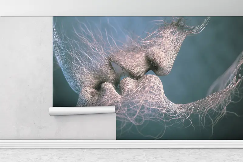 Lover Wall Poster, Bedroom Wallpaper, Sensual Wall Mural, Abstract Couple Wall Painting, Valentine Wall Mural, Mature Wall Art Decor - 7