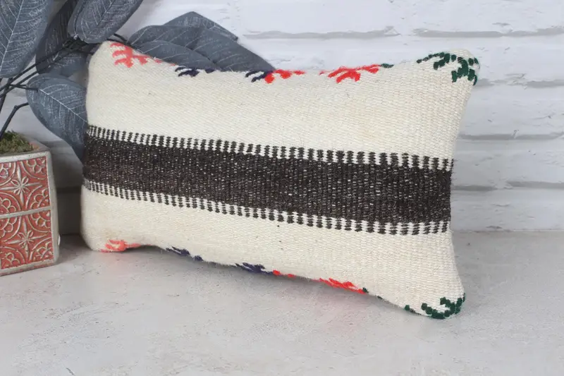 Kilim Rug Pillow, Cushion, Kilim Pillow Cover, Vintage Kilim Throw Pillow, 8x16 Beige Pillow, Turkish Kilim Pillow, Toss Pillow Sham - 3