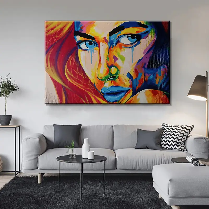 Woman Portrait Oil Painting, Colorful Face Portrait, Colorful Portrait Art, Large Wall Art, Abstract Painting, Woman Face Print, Canvas Art, - 2