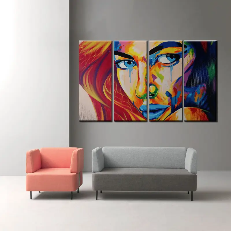Woman Portrait Oil Painting, Colorful Face Portrait, Colorful Portrait Art, Large Wall Art, Abstract Painting, Woman Face Print, Canvas Art, - 4