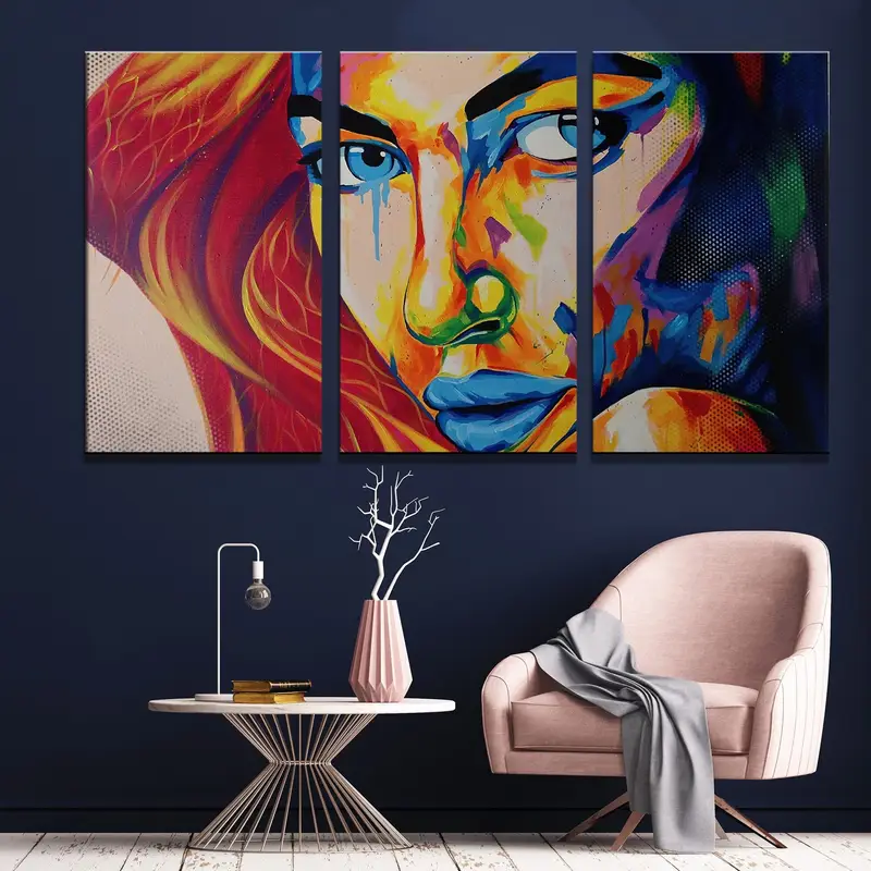 Woman Portrait Oil Painting, Colorful Face Portrait, Colorful Portrait Art, Large Wall Art, Abstract Painting, Woman Face Print, Canvas Art, - 3