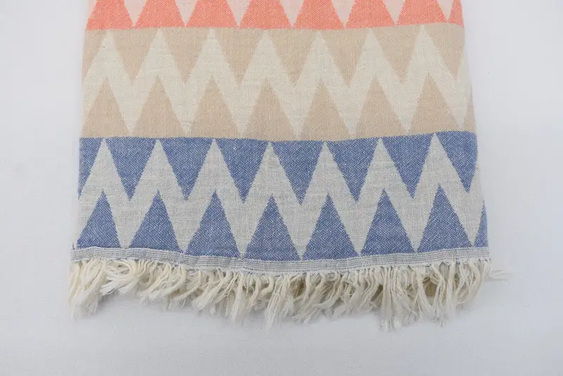 Summer Gift, Engagement Gift, Luxury Turkish peshtemal beach towel, 70x40 Cotton Zigzag Design Towel, Embroidered Towel, Housewarming Gift - 5