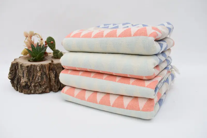 Summer Gift, Engagement Gift, Luxury Turkish peshtemal beach towel, 70x40 Cotton Zigzag Design Towel, Embroidered Towel, Housewarming Gift - 3