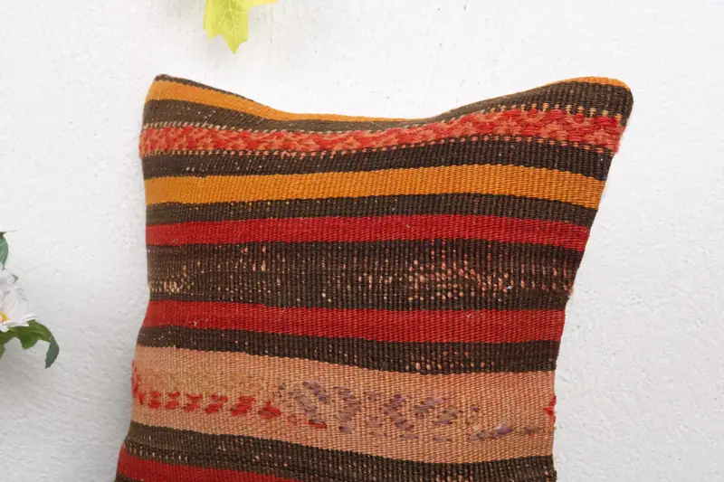 12x12 Red Pillow Sham, Pillow for Couch, Pillow, Pillow for Sofa, Vintage Kilim Throw Pillow, Southwestern Cushion Case, Sustainable Pillow Sham - 5