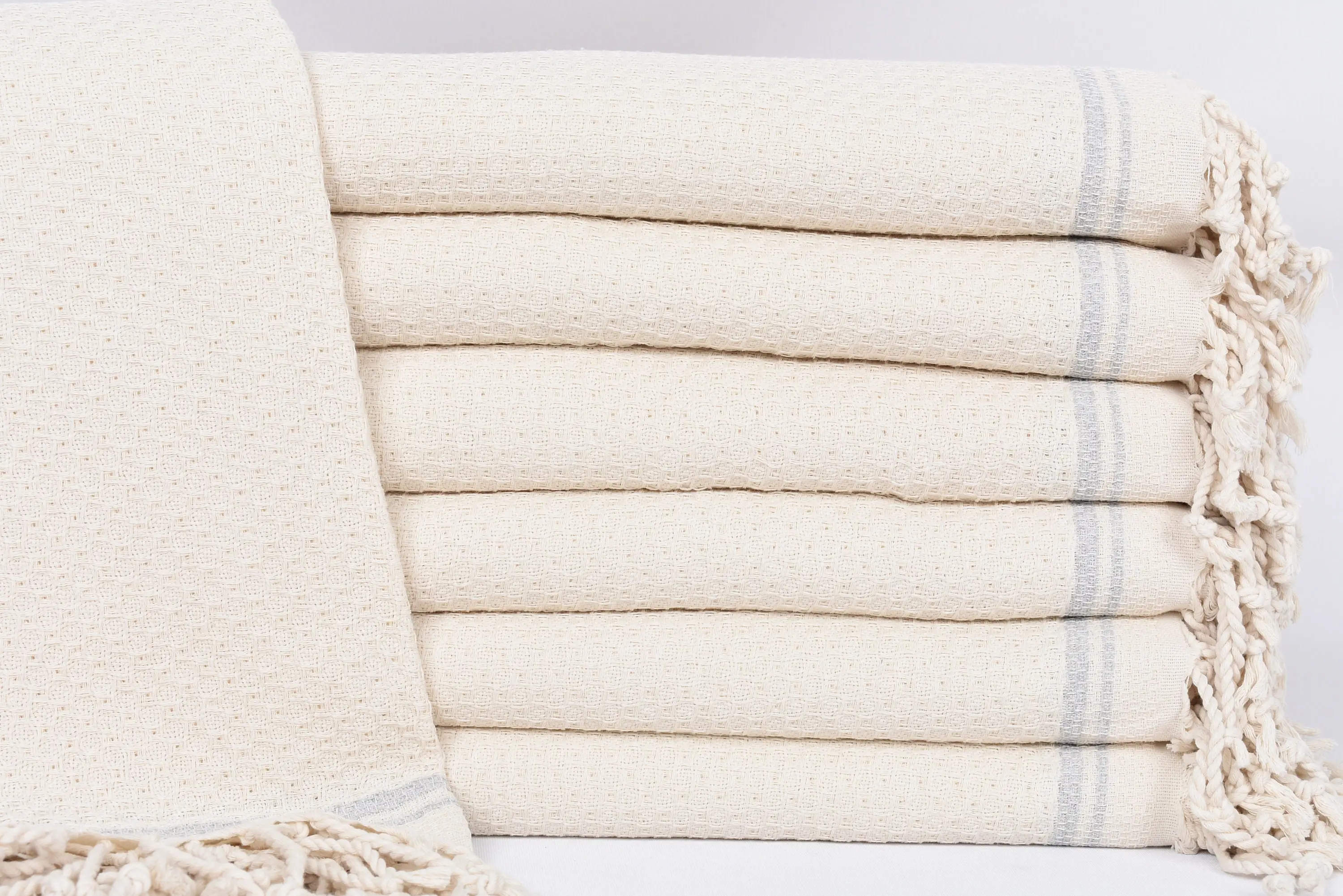 Light Gray Striped Turkish Beach Towel, 67x36 Inches, Personalized Gift - 1