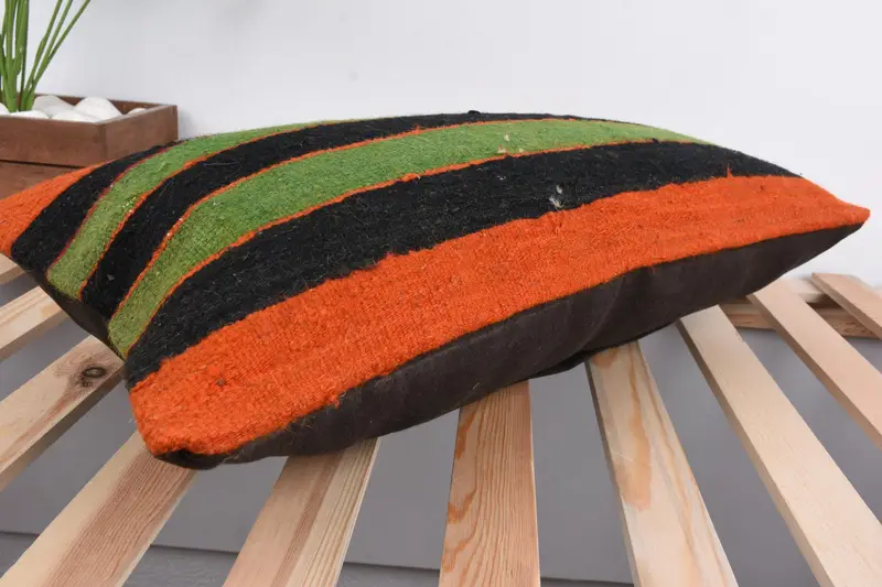 Pillow for Couch, Cushion Case, Interior Designer Pillow, Vintage Kilim Pillow, 12x24 Green Pillow, Oriental Pillow Cover, Natural Cushion Cover - 6