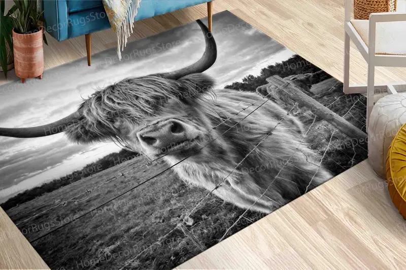 Wild Highland Cow Print Rug: Nature-Inspired Decor
