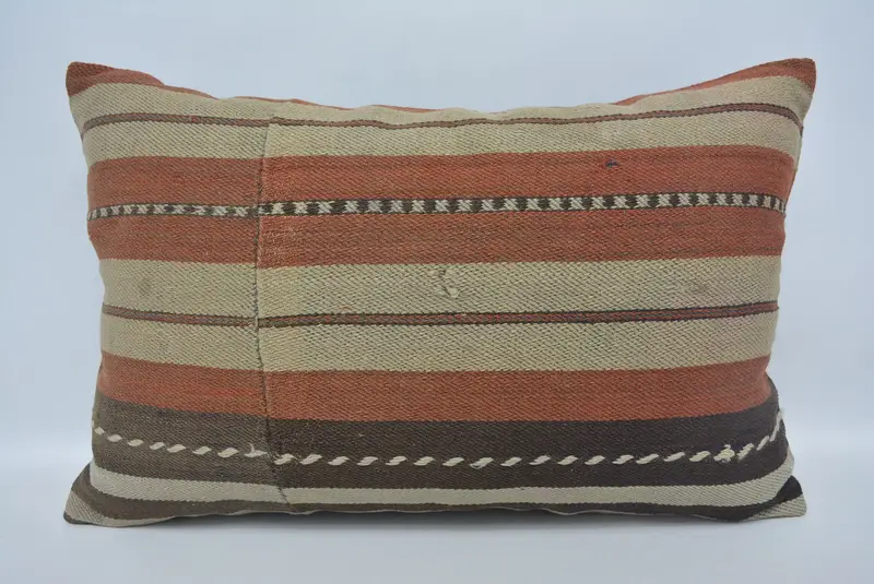 Vintage Kilim Throw Pillow, Pillow for Sofa, 16x24 Brown Cushion Cover, Pillow Cover, Nomadic Cushion Cover, Kilim Pillow - 1