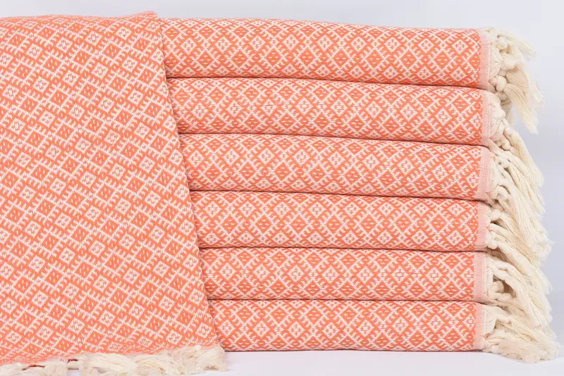 Hand Towel Personalized Organic Cotton Orange Diamond, 38x20 Inches
