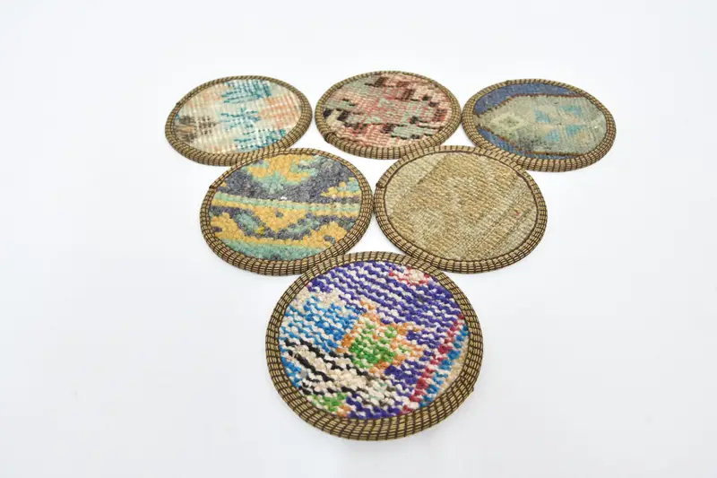 Mavi ve Yeşil Kilim Bardak Altlıkları, Kaymaz Kilim Bardak Altlıkları