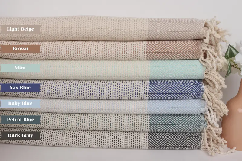 70x40 Cotton Diamond Towel, Turkish bath towel, Lightweight Turkish towel for beach, Employee Gifts, Personalized Wedding Gift, Best Friend Gift - 1