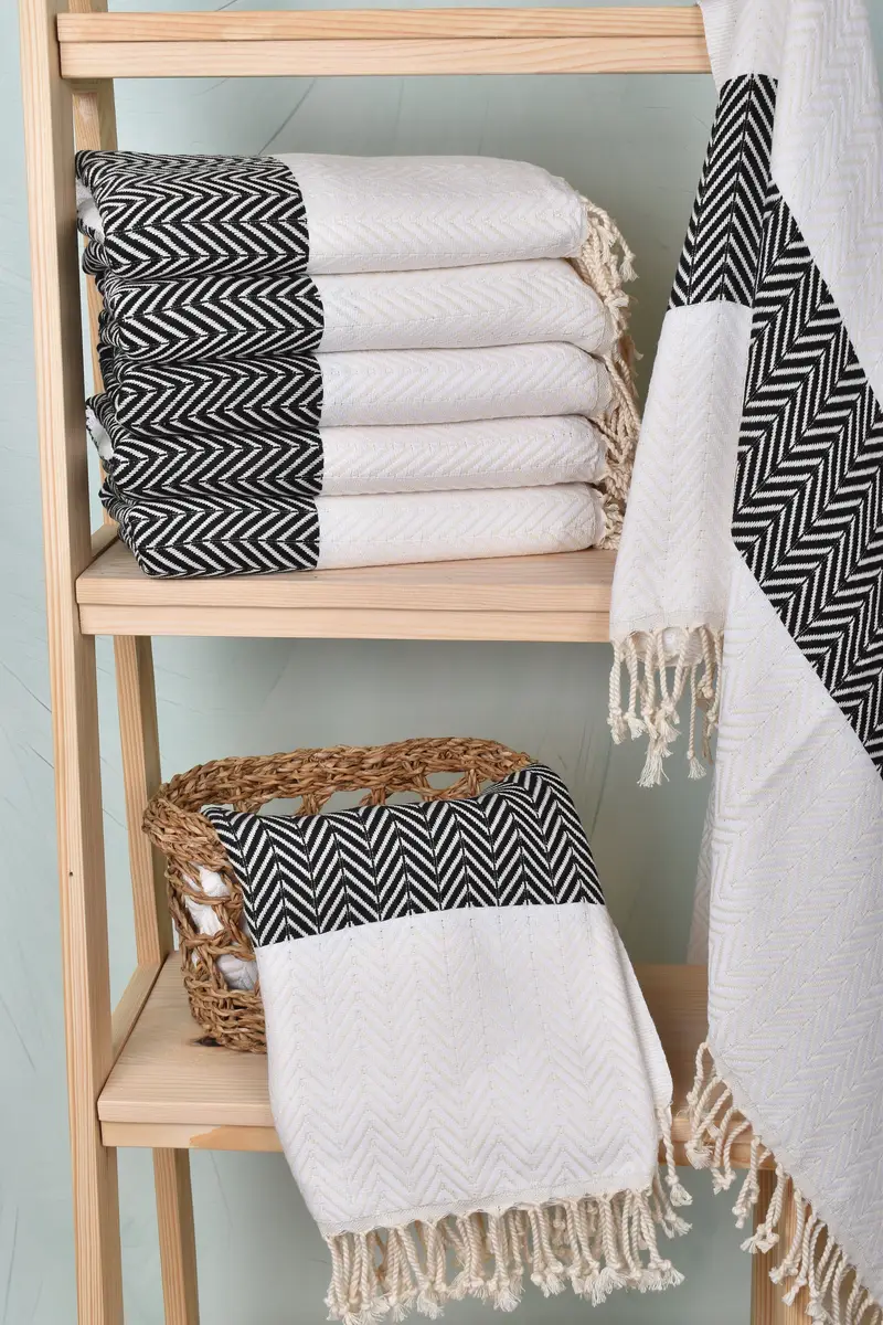 Beach towel, Embroidery Towel, Friends Beach Towel, Engagement Gift, Absorbent Turkish towel, Personalized Turkish Towel, 70x40 Cotton Chevron Towel - 3