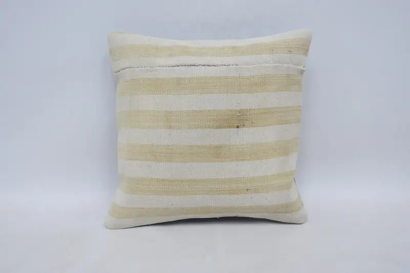 Türkischer kleiner quadratischer beige Kissenbezug, 14x14 Zoll marokkanischer Kissenbezug - 1
