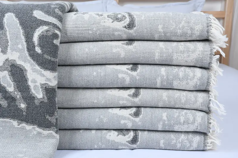 Monogram Blanket, Valentine Day Gift For Her, 96x80 Cotton Cat Design Towel, Boho Throw Blankets, Boyfriend Gift, Personalized Blanket - 2
