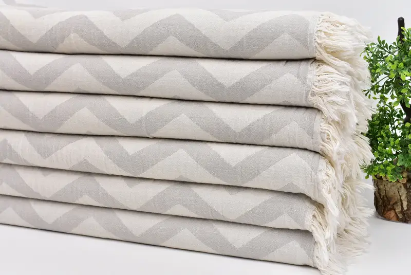 40x24 Cotton Zigzag Design Towel, Organic Towel, Monogram Kitchen Towel, Monogrammed Hand Towel, Personalized Kitchen Towel, Welcome Wedding Gift - 4