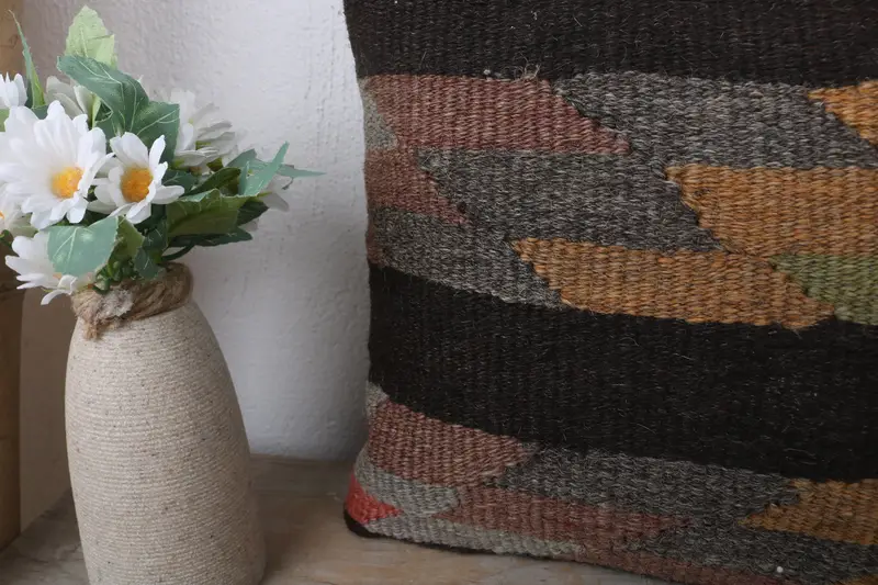 Vintage Kilim Pillow, Interior Designer Pillow, 12x24 Brown Pillow Cover, Turkish Kilim Pillow, Office Chair Cushion Cover, Pillow Cover - 3