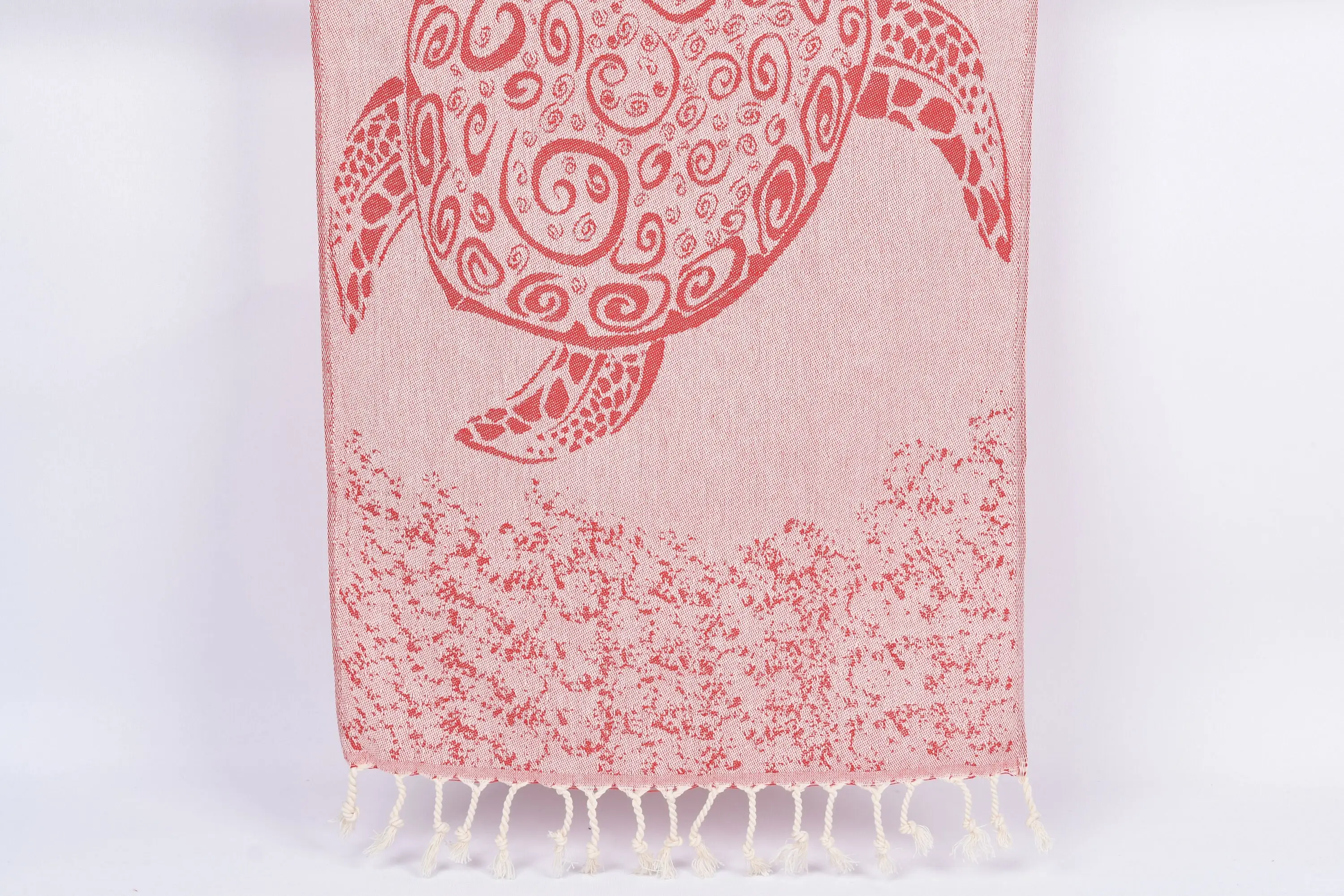 Personalized Hand Towel Red Carretta Pattern, 36x18 Inches, Organic Cotton - 1