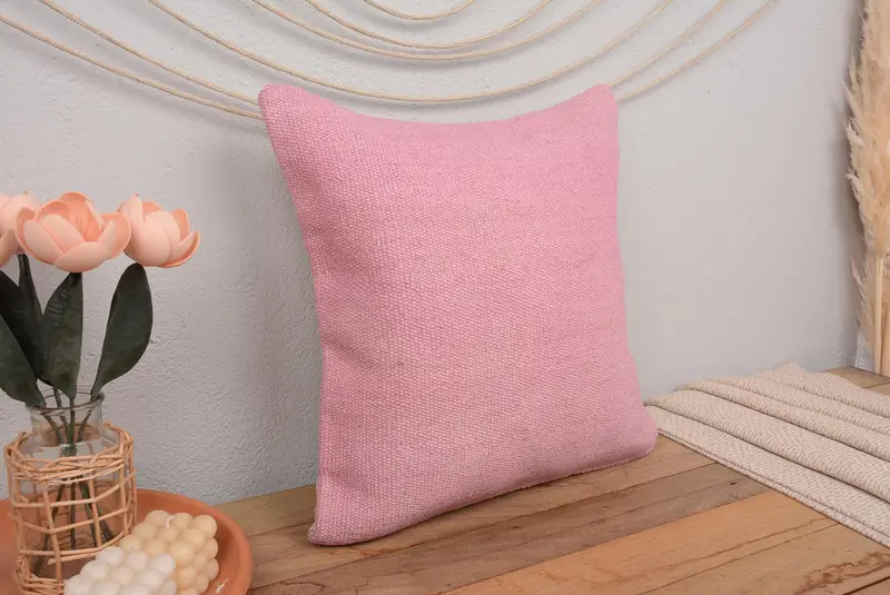 Kilim Pillow, Comfy Throw Pillow Case, Turkish Pillow, Interior Designer Pillow, 18x18 Pink Pillow Cover, Toss Pillow Cover, Cushion Cover - 1