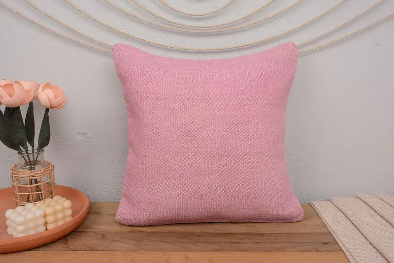 Kilim Pillow, Comfy Throw Pillow Case, Turkish Pillow, Interior Designer Pillow, 18x18 Pink Pillow Cover, Toss Pillow Cover, Cushion Cover - 2
