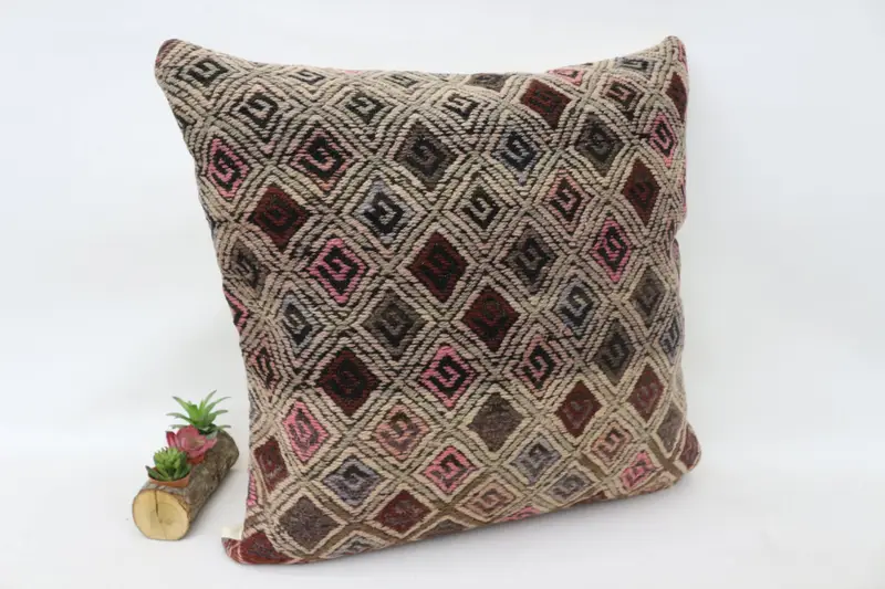 Turkish Pillow, Bohemian Cushion Cushion, 28x28 Beige Pillow, Pillow Case, Throw Kilim Pillow, Turkish Kilim Pillow, Wholesale Pillow Cover - 3