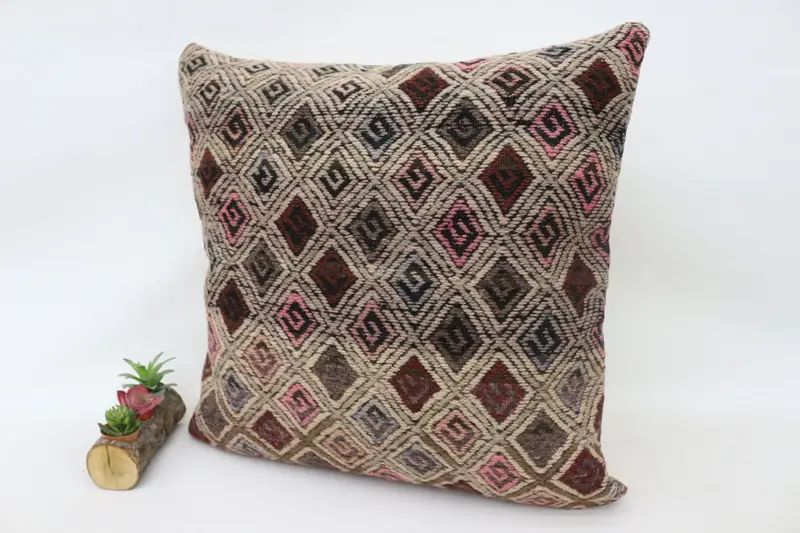 Turkish Pillow, Bohemian Cushion Cushion, 28x28 Beige Pillow, Pillow Case, Throw Kilim Pillow, Turkish Kilim Pillow, Wholesale Pillow Cover - 5