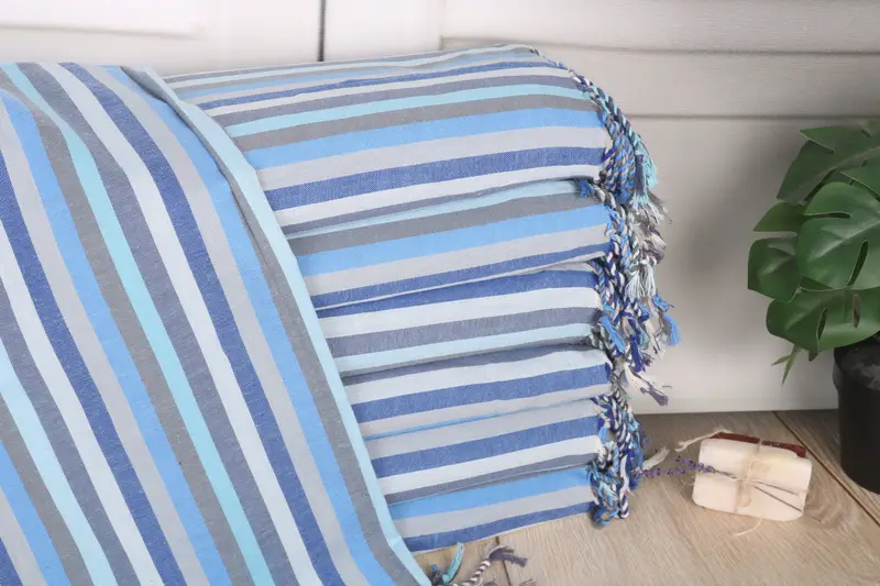 Beach Towel Personalized Organic Cotton Sax Blue-Mint, 70x36 Inches