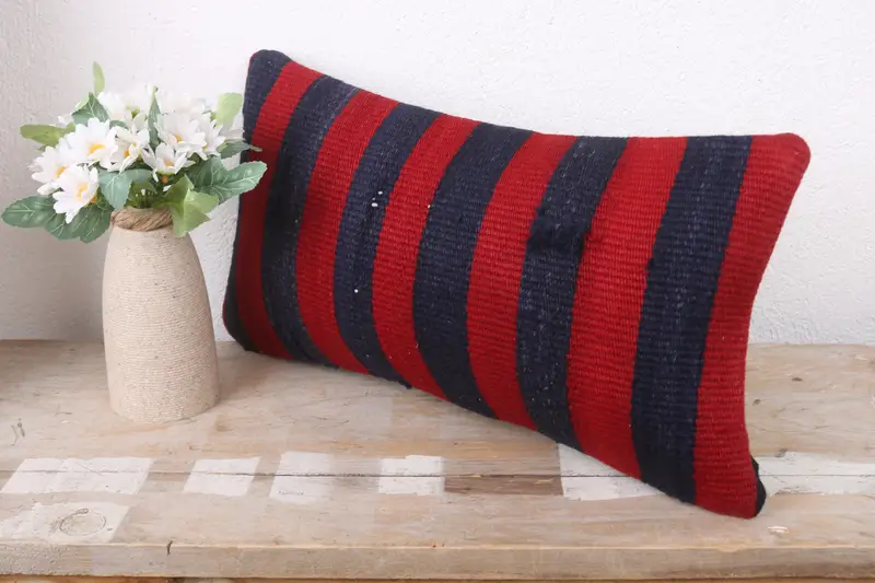 Toss Cushion Case, Pillow Sham, Kilim Pillow Cover, Home Decor Pillow, 8x16 Red Cushion, Square Throw Cushion, Antique Pillows - 4