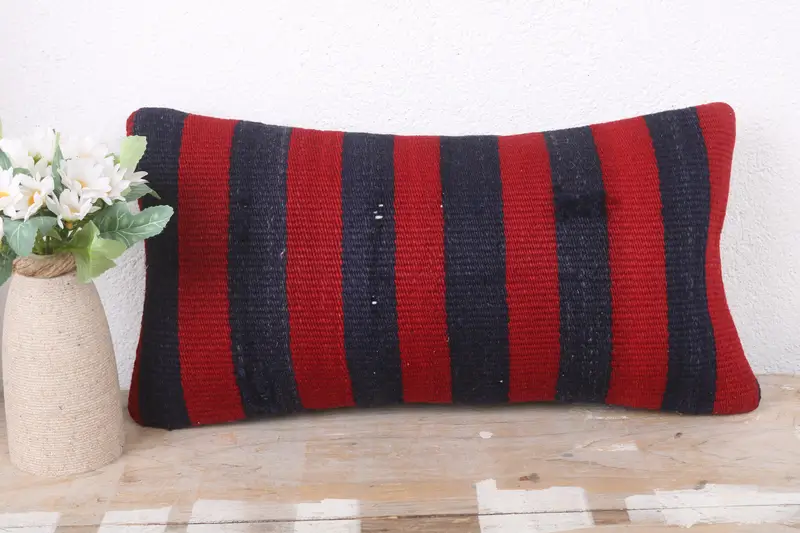 Toss Cushion Case, Pillow Sham, Kilim Pillow Cover, Home Decor Pillow, 8x16 Red Cushion, Square Throw Cushion, Antique Pillows - 2