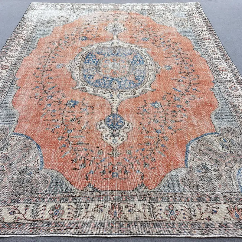 Orange and Blue Ombré Rug, 0.7x11.4 ft Chic Decor
