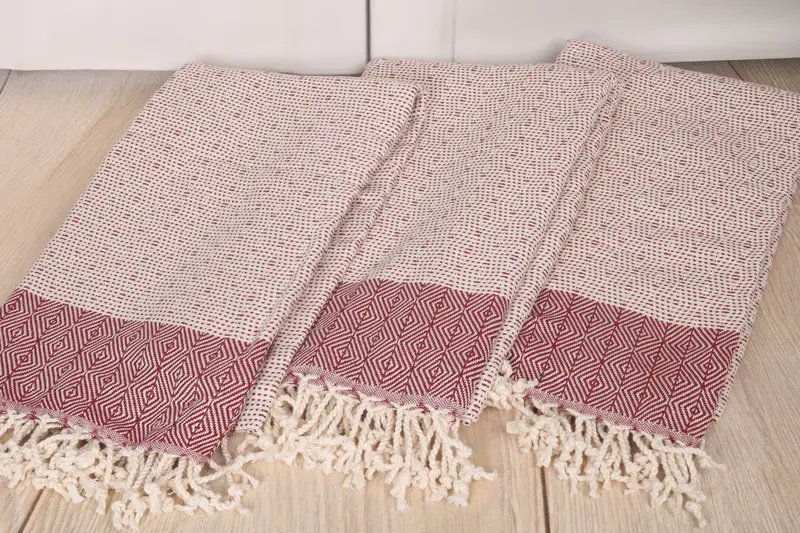 Family Gift Basket, Handwoven Turkish Towel, 70x40 Cotton Diamond Towel, Birthday Gift, Personalized Wedding Gift, Bath towel, Sand-resistant towel - 6