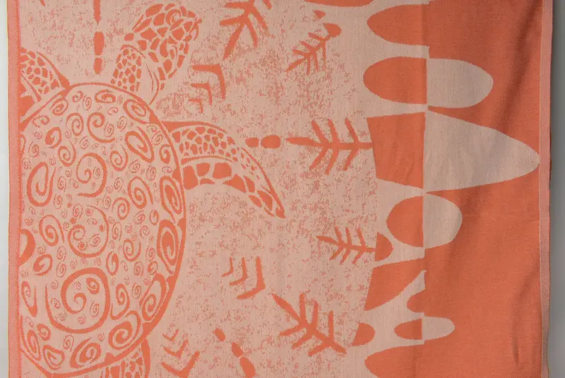 Holiday Towel, Handmade Gift, 70x40 Cotton Turtle Design Towel, Hammam towel, Home Gift, Yoga Towel, Bachelorette Beach Towel, Quick-Dry Beach Towel - 1