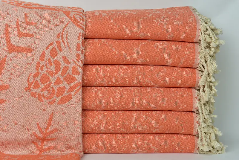 Holiday Towel, Handmade Gift, 70x40 Cotton Turtle Design Towel, Hammam towel, Home Gift, Yoga Towel, Bachelorette Beach Towel, Quick-Dry Beach Towel - 3