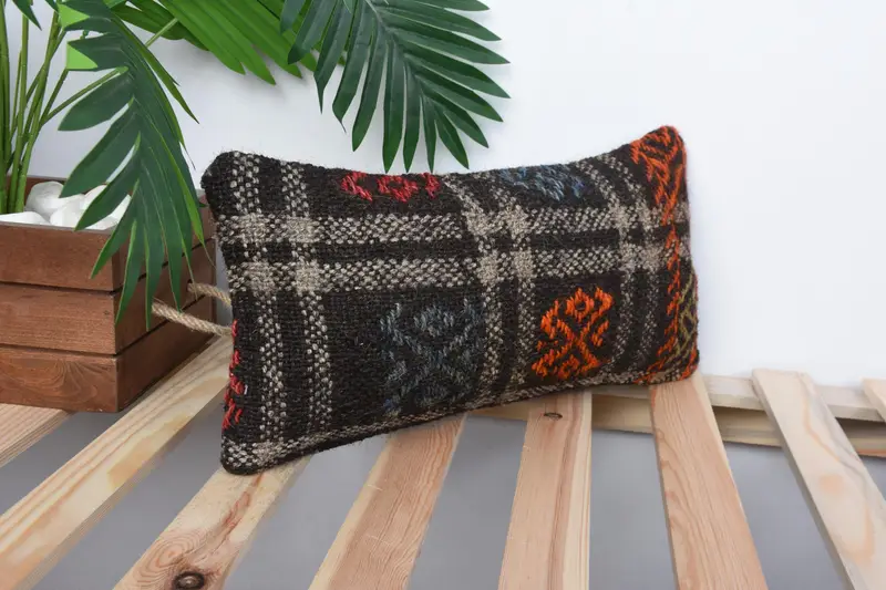 Interior Designer Pillow, Vintage Pillow, 8x16 Brown Cushion Case, Handmade Kilim Cushion, Pillow Case, Couch Cushion, Customized Pillow Cover - 4