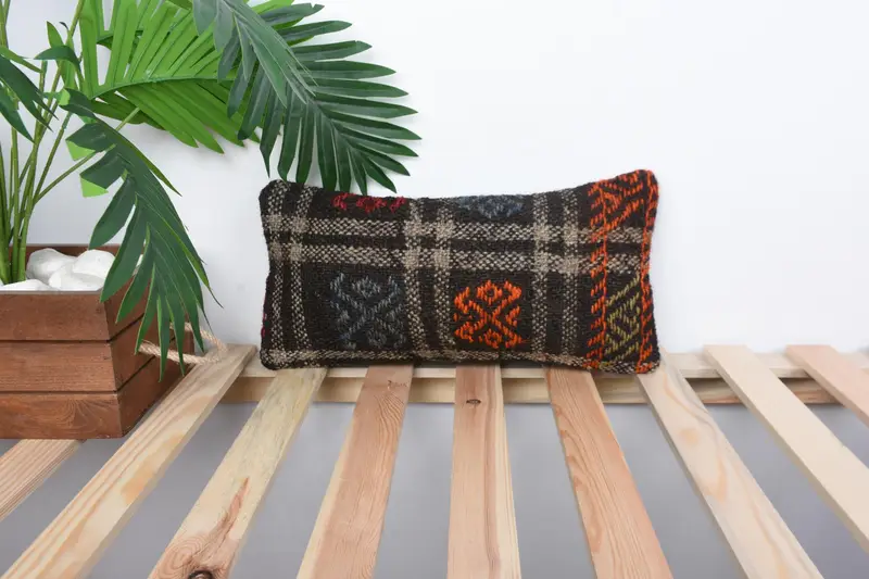 Interior Designer Pillow, Vintage Pillow, 8x16 Brown Cushion Case, Handmade Kilim Cushion, Pillow Case, Couch Cushion, Customized Pillow Cover - 1
