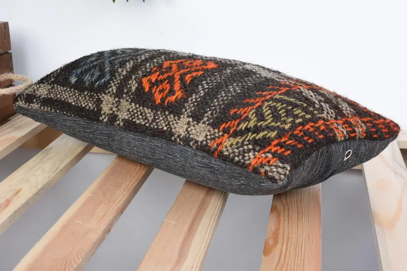 Interior Designer Pillow, Vintage Pillow, 8x16 Brown Cushion Case, Handmade Kilim Cushion, Pillow Case, Couch Cushion, Customized Pillow Cover - 6