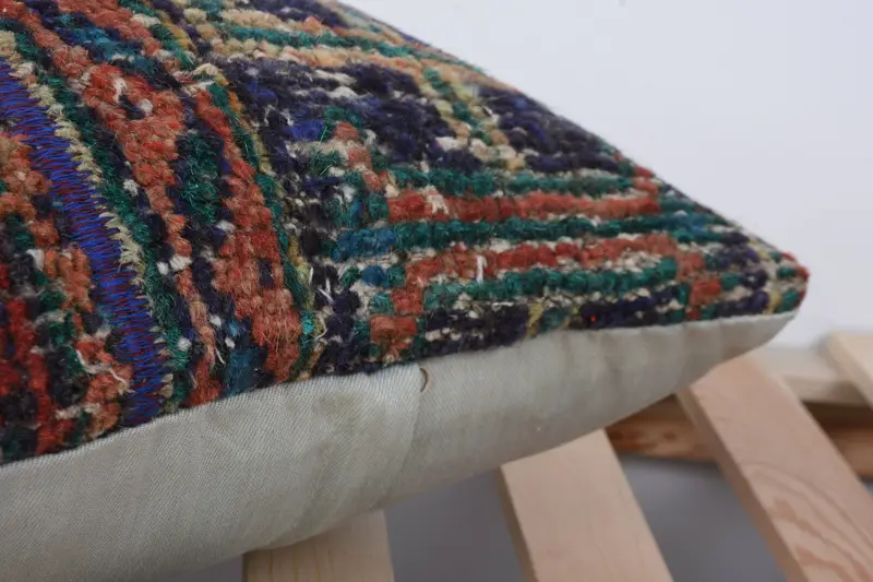 Turkish Kilim Pillow, 16x16 Blue Cushion, Pillow Cover, Ethnical Kilim Rug Pillow, Floor Cushion Cover, Vintage Pillow, Kilim Rug Pillow Cover - 7