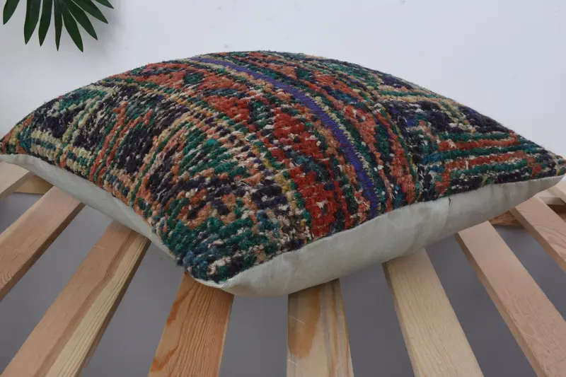 Turkish Kilim Pillow, 16x16 Blue Cushion, Pillow Cover, Ethnical Kilim Rug Pillow, Floor Cushion Cover, Vintage Pillow, Kilim Rug Pillow Cover - 6