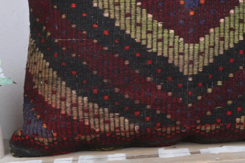 Cushion Case, Vintage Pillow, 28x28 Red Pillow Cover, Bolster Throw Pillow Sham, Pillow for Couch, Retro Throw Pillow, Kilim Pillow Cover - 3