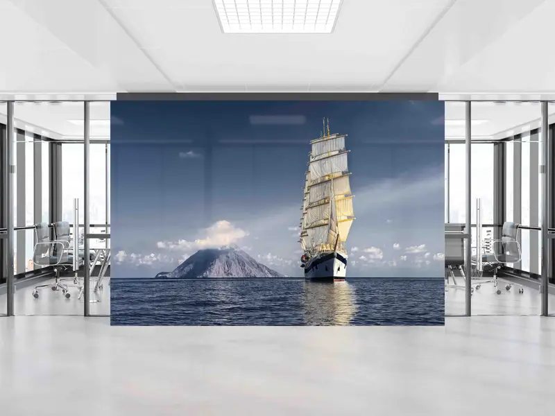 Ev ve Ofis için Zarif Kıyı Deniz Manzaralı Baskılı Duvar Kağıdı