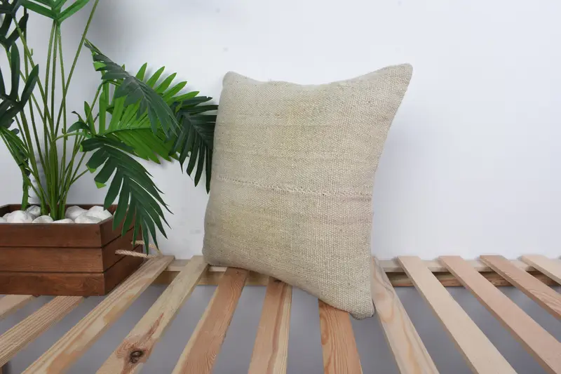 Designer Throw Pillow Case, Gift Pillow, Pattern Throw Pillow Sham, Cushion, 16x16 White Pillow, Handmade Kilim Cushion, Turkish Kilim Pillow - 5