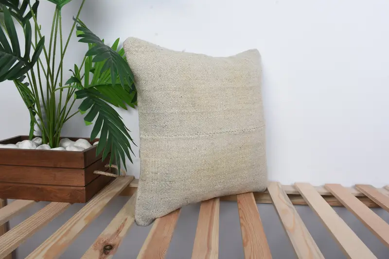 Designer Throw Pillow Case, Gift Pillow, Pattern Throw Pillow Sham, Cushion, 16x16 White Pillow, Handmade Kilim Cushion, Turkish Kilim Pillow - 4