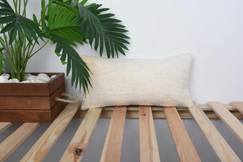 Pillow Cover, Kilim Cushion Sham, Ethnical Kilim Rug Pillow, Turkish Pillow, Pattern Throw Cushion, Aztec Cushion, 8x16 Beige Pillow Cover - 1