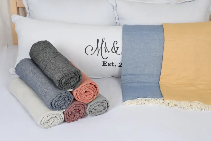 Custom Blanket, 70x60 Cotton Solid Towel, Handmade Gift, Woven Throw Blanket, Beach Theme Bachelorette Party, Beach Wedding Favor, Housewarming Gift - 4