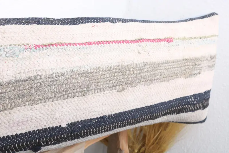 Crochet Pattern Pillow Sham, Natural Cushion Case, 12x48 Blue Pillow, Gift Pillow, Pillow Case, Turkish Pillow, Boho Pillow Sham Cover - 5
