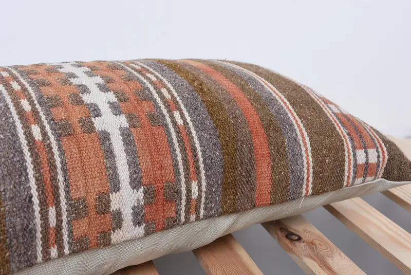 Boho Pillow Sham Cover, Traditional Pillow, Kilim Pillow Cover, Toss Pillow Case, 12x36 Orange Cushion Case, Cushion, Vintage Kilim Pillow - 7