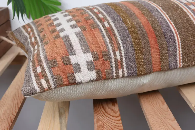 Boho Pillow Sham Cover, Traditional Pillow, Kilim Pillow Cover, Toss Pillow Case, 12x36 Orange Cushion Case, Cushion, Vintage Kilim Pillow - 6