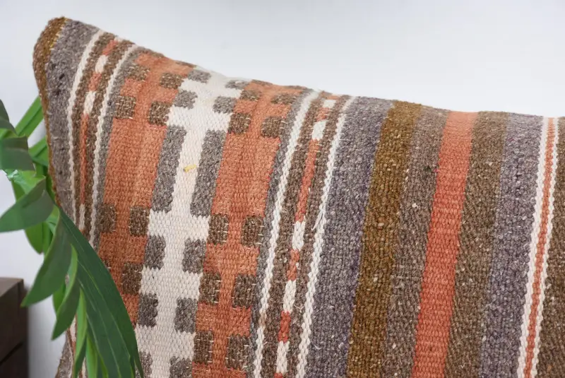 Boho Pillow Sham Cover, Traditional Pillow, Kilim Pillow Cover, Toss Pillow Case, 12x36 Orange Cushion Case, Cushion, Vintage Kilim Pillow - 2