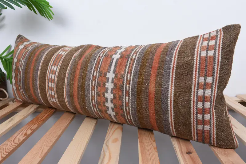 Boho Pillow Sham Cover, Traditional Pillow, Kilim Pillow Cover, Toss Pillow Case, 12x36 Orange Cushion Case, Cushion, Vintage Kilim Pillow - 5