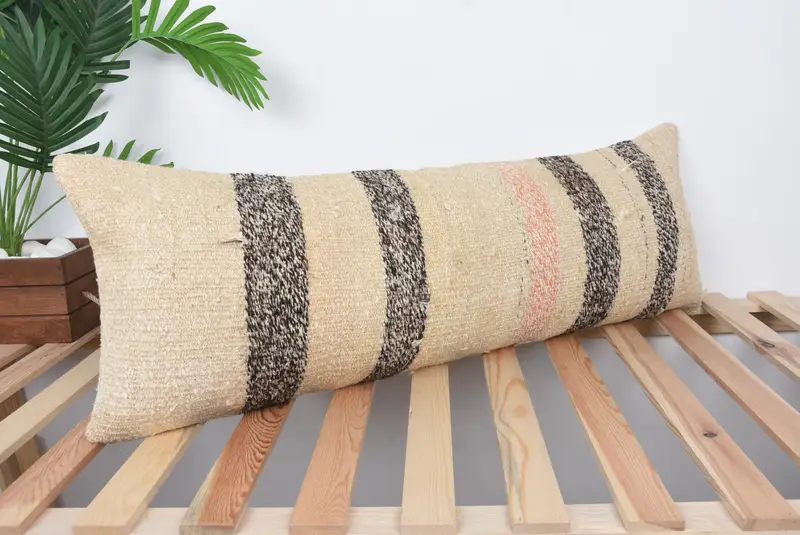 12x36 Beige Cushion Cover, Christmas Cushion Case, Turkish Pillow, Cozy Throw Pillow Cover, Home Decor Pillow, Pillow Sham, Vintage Pillow - 4